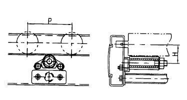 皮带驱动滚筒型输送机中皮带调整装置的结构图