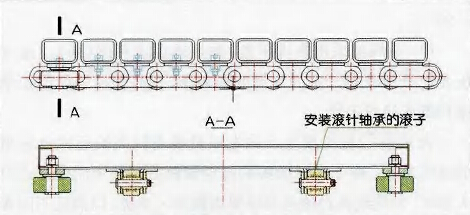 安装带滚针轴承滚子的输送链